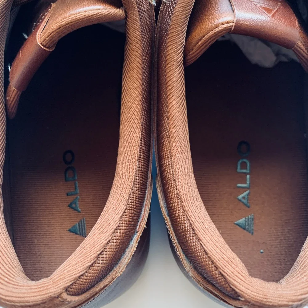 ALDO Mens Brown Leather Lace Up Casual‎ Dress Shoes Size 10